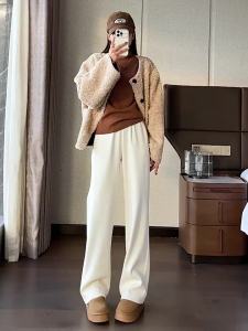 Thickened Narrow Straight Wool Trousers Autumn/Winter