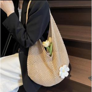 Túi Đeo Vai Đan Rơm Dung Tích Lớn Cho Nữ Mùa Xuân Hè Túi Đeo Vai Đơn Khoét Lỗ Cao Cấp Đi Biển Bãi Biển Túi Đeo Chéo Thường Ngày