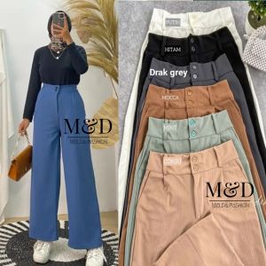 Jennie Knit Pants Celana Kulot Haighwaist Knit Kancing 2 Celana Knit Wanita muat BB 125