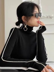HUOLISI | Elegant Black Turtleneck Sweater Female Slimming
