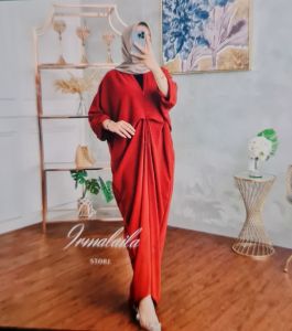 Dredd raya aisyah ziip depan bahan crinkle