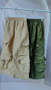 Plain Loose-Fit Cargo Pants Multi-Pocket Plain Street Style Outfit Casual Wide Leg Cargo Pants for 5-14Y Kids Boys
