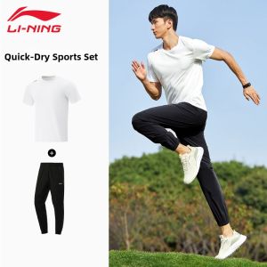Li-Ning | Bộ Đồ Thể Thao Mùa Hè Nam Silk Ice Nhanh Khô Thoáng Khí Áo Ngắn Tay và Quần Dài
