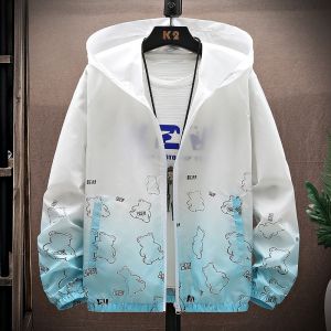 ROMON | Lomond Mens Ice Silk Sun Protection Jacket Summer Thin Fashion Brand Gradient Color Bear Teenage Fishing Sport Coat