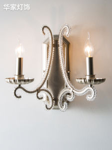 American Style Vintage Silver Crystal Wall Lamp Creative Iron Art Living Room Bedroom Hallway Lighting Chandelier Home Decor