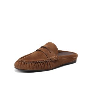Belle | Mall Same Style Autumn New Leopard Genuine Leather Mules