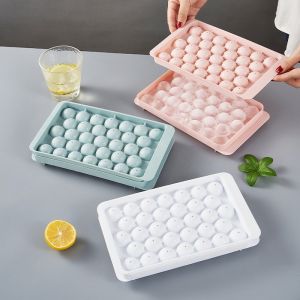 33 Grid Ice Grid Mold with Cover Plastic Refrigerator Ice Box Ice Mold Creative Spherical Ice Hockey Ice Grid Mold