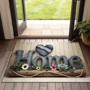 VIKAMA Rustic Heart Floral Thảm Chùi Chân Chống Trượt Thảm Trải Sàn Trang Trại Thảm Trang Trí In Hình Mọng Nước Cho Hiên Nhà Trong Nhà Lối Vào Nhà