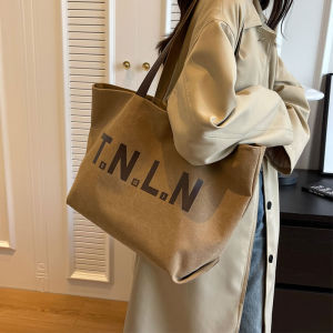 Casual Large Capacity Canvas Tote Bag Womens 2025 New Fashion Single Shoulder Bag for Class Commuting Handbag