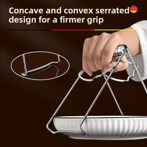 MONLEYTA | German Stainless Steel Anti-Scalding Dishware Holder Kitchen Tongs Slip-Resistant Clamp For Soup Bowl Plate Serving Dish