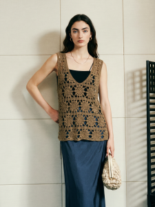 Basic House | Lace Crochet V-Neck Vest For Women