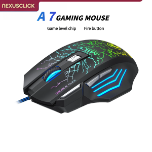 NexusClick New Hyperspeed USB Gaming Mouse RGB Backlit 3200 DPI Ergonomic Game Mice 7D Esports Wired Mouse for Laptop PC Gamer
