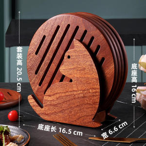 Ebony Solid Wood Insulation Mat For Home Wooden High Temperature Resistant Dining Table Plate Bowl Dish Anti-Scald Thermal Pad Casserole Potholder