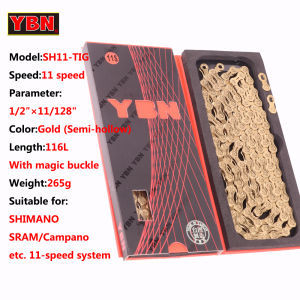 YBN 11 Speed Chain 116L MTB Road Bicycle Chains For Shimamo SRAM Campagnolo Gold Hollow Bicycle Chain