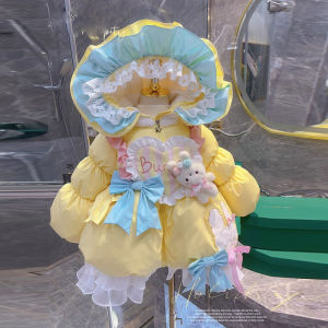 Korean Style Thickened Cotton Jacket for Girls Winter Clothes Princess Cute Lolita Baby Childrens Cotton Coat Toddler Princess Warmth