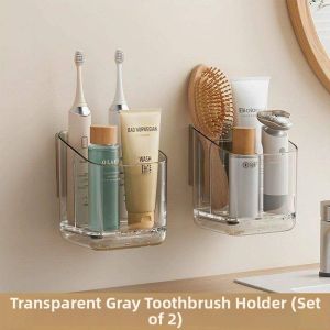 Wall-Mounted Toothbrush and Toothpaste Storage Organizer No Drilling