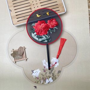 Double-Sided Embroidered Ancient Style round Fan Hanfu Su Embroidery Versatile Dance Fan Classical Dance Home Decor Craft Fan