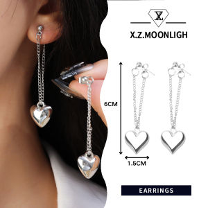 X.Z.MOONLIGH Simple Heart-Shaped Earrings Long and Sweet Earrings