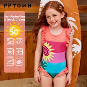 PPTOWN | UV Protection Quick Drying High Elasticity Girls One-Piece Swimsuit