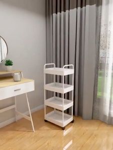 3/4/5 Tier Mobile Storage Rack Trolley Organizer With Wheels Plastic Kitchen Organizers Household Cart Mobile Trolley