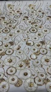 Vải Ren Châu Phi Đính Hạt 3D Thủ Công Màu Hồng Chất Lượng Cao Ren Pháp Đính Hạt Dùng May Váy Dự Tiệc Kiểu Mới 2026