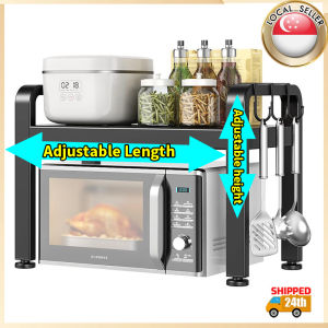 🇸🇬【SG stock】Adjustable Microwave Rack/ Adjustable Length and Height Oven Rack Non rusting Kitchen Storage Rack Kitchen Rack Shelf Kitchen Organiser