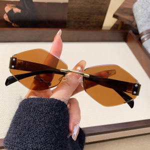 New Rice Nail Frameless Rhombus Sunglasses Mens Sunglasses Personalized Metal Frame Sunglasses 90318