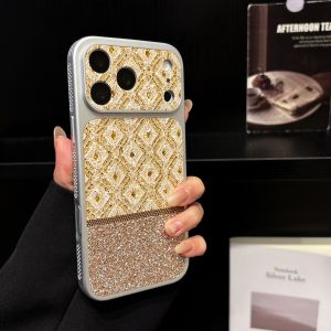 Luxury 2-in-1 Diamond Glitter Contrast Color Phone Case For iPhone 17 16 15 14 13 ProMax Full Camera Protection Shockproof Cover