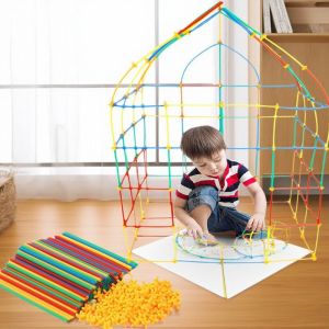 Straw Constructor Toys Building Toys Straws and Connectors Building Sets Colorful Motor Skills Engineering Educational Toy