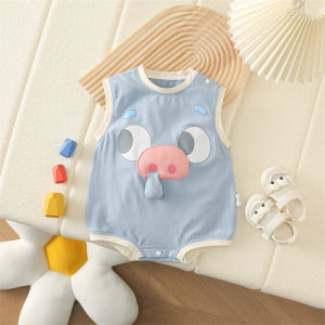 Baby Jumpsuit Summer Sky Thin Sleeveless Newborn Baby Boys Rompers Vest Piggy Blue Baby Bodysuit Cute