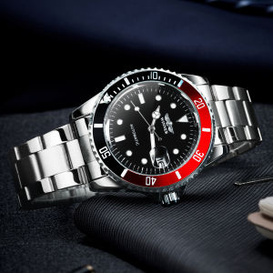 WINNER Classic Mechanical Watches Luxury Brand Business Automatic Watch for Men Rotatable Bezel Luminous Dial Steel Strap Clock