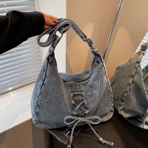 Japanese Style Retro Denim Bag Womens Large Capacity Crossbody Bag Commuter Single Shoulder Bag Fashionable Trendy New 2025