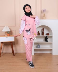 Haruka Kuromi Oneseat Combed Premium Size 3-12 Tahun By Fanny.Store | Stelan Celana Anak Perempuan Kuromi Terbaru Kekinian