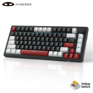 MageGee 75% Mechanical Gaming Keyboard with Knob Control Blue Backlit Wired Gaming Keyboard Red/Yellow Switch for PC Windows