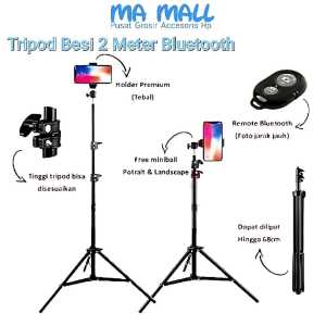 Tripod Hp Handphone 2 Meter B58 Potrait Foto Video Landscape 360 Derajat  Live Streaming Vlog Tongsis Tripod 21 meter Vlogging Paket Vlog Youtuber Streaming Live