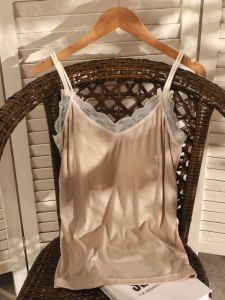 Áo Vest Nữ Mùa Hè Modal Double Strap V-neck Backless Lace Trim Pure Desire Chest Pad Spandex Polyester Loose Fit Commute Style