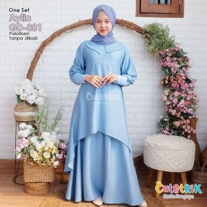 ONE SET AYLIN BY CUTETRIK TERBARU SETELAN LONG TUNIK DAN ROK BAJU MUSLIM ANAK DAN REMAJA POLOS PLAIN CASUAL SIMPEL BAJU SANTRI CEWEK
