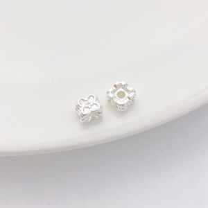 Handmade 925 Thick Silver Four-leaf Clover Large Hole Spacer Bead Barrel Bead Bracelet Necklace Jewelry Material Accessories