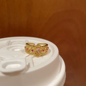 Elegant Vintage Heavy-Look Zircon Ring for Women Open-Top Fashionable Index Finger Ring Small-Batch Design Stackable Band