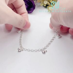 SilverWholesale #BB203 Original Silver 925 Mickey Mouse Baby Bracelet Anklet (Gelang Kaki/Tangan untuk Baby)