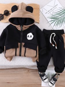 Bộ Đồ Thể Thao Mùa Đông Cho Bé Trai 2025 Bộ Đồ Trẻ Em Thời Trang Dày Dặn Có Lót Lông Cừu Quần Áo Thể Thao Cho Trẻ Em