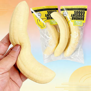 New Squishy Simulated Pulp Banana Squeeze Toy Soft Stress Relief Slow Rising Sensory Fidget for Anxiety Gifts for Kids Adults