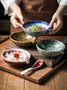 Double Ear Ceramic Bowl Dessert Bowl Sugar Water Bowl High Aesthetic Value Porcelain Tableware Special Use for Ice Jelly And Swallows Nest Soup Bowl