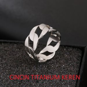 Aksesoris Pria/wanita Cincin Titanium import anti karat simple dan elegan 316L