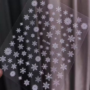 Christmas Nail Art Stickers Nail Art Supplies White Snowflakes Design Shiny Decals Manicure DIY Nail Decorations Accessories