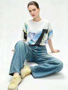 AMII | Vacation Style Digital Printing Chiffon Blouse