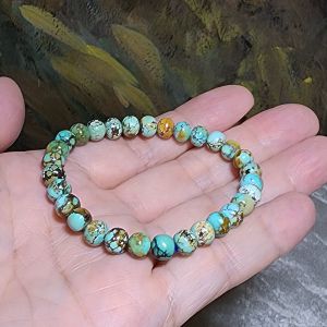 6.8mm+ Natural untreated Hubei Turquoise tangsancai apple shape beads bracelet  天然原矿湖北松石高瓷唐三彩苹果珠手链
