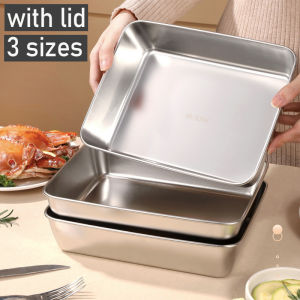 5Pcs 304 Stainless Steel Food Sealing Box with Lid Fruits Vegetable Perversion Box Fresh Box BBQ Food Trays Refrigerator Food Container Organizer Box Kitchen Frozen Storage Box