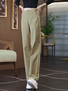 High Waist Loose Straight Leg Suit Pants for Women Commute Style Korean Fashion Simple Pure Color Harlan Pants Casual Wear