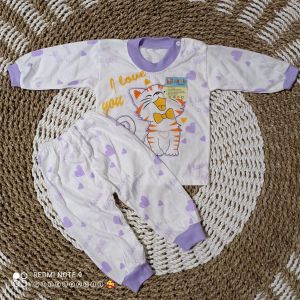 setelan oblong panjang  bayi/anak perempuan putih motif CAT set baju celana panjang anak/bayi perempuan 3-12bulan